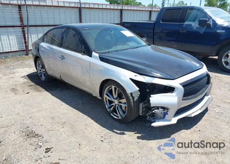 2014 Infiniti Q50 Hybrid Sport z USA, uszkodzony, nr VIN JN1AV7APXEM691910